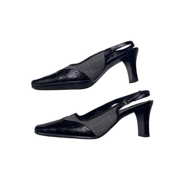 Liz Claiborne Womens 9M Spark Crocodile Embossed Leather Slingback Heels - Picture 4 of 8